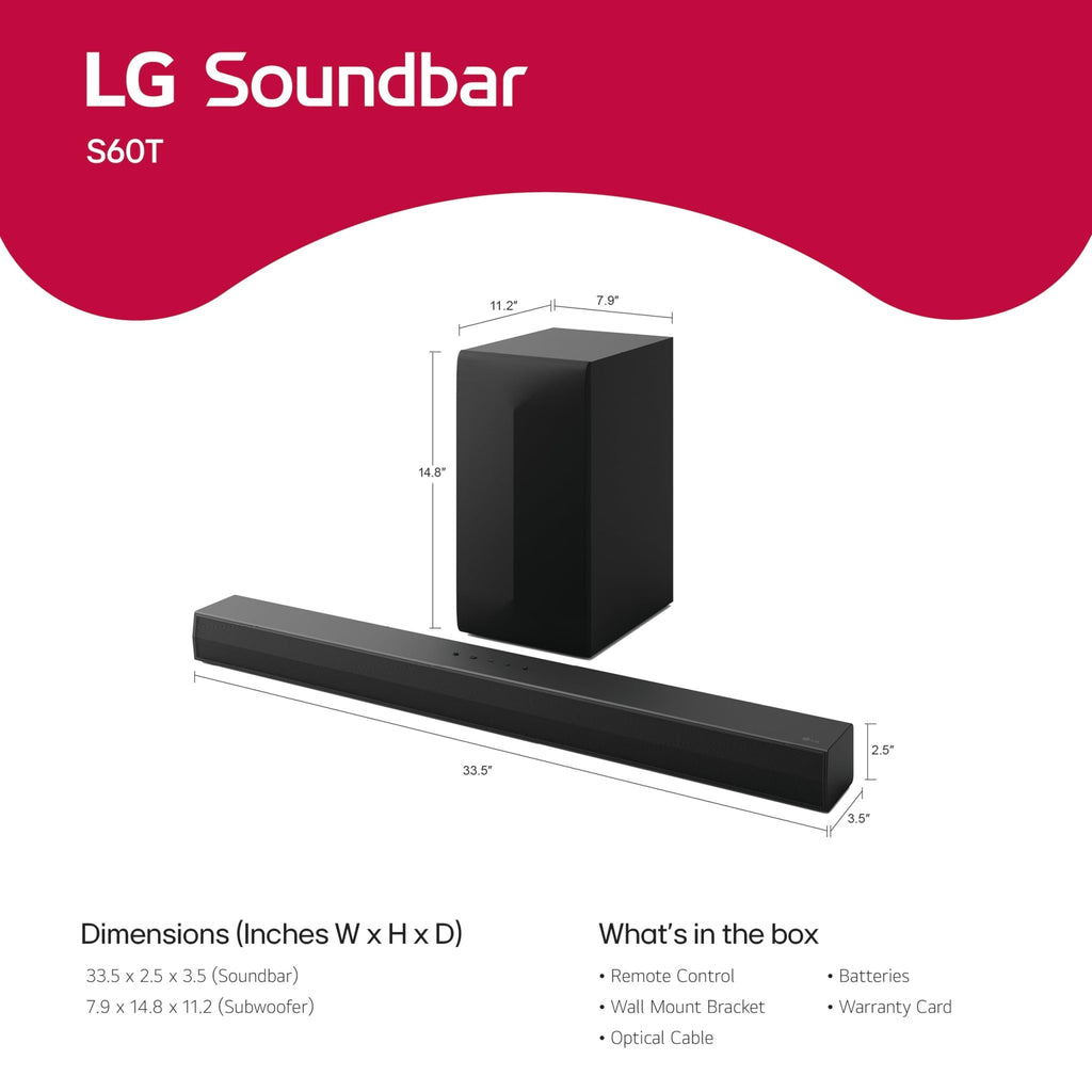 LG S-Series Home Theater Soundbar with Wireless Subwoofer – S20A, S40T, S40TR & S60T - Flex Gamingproduct_type
