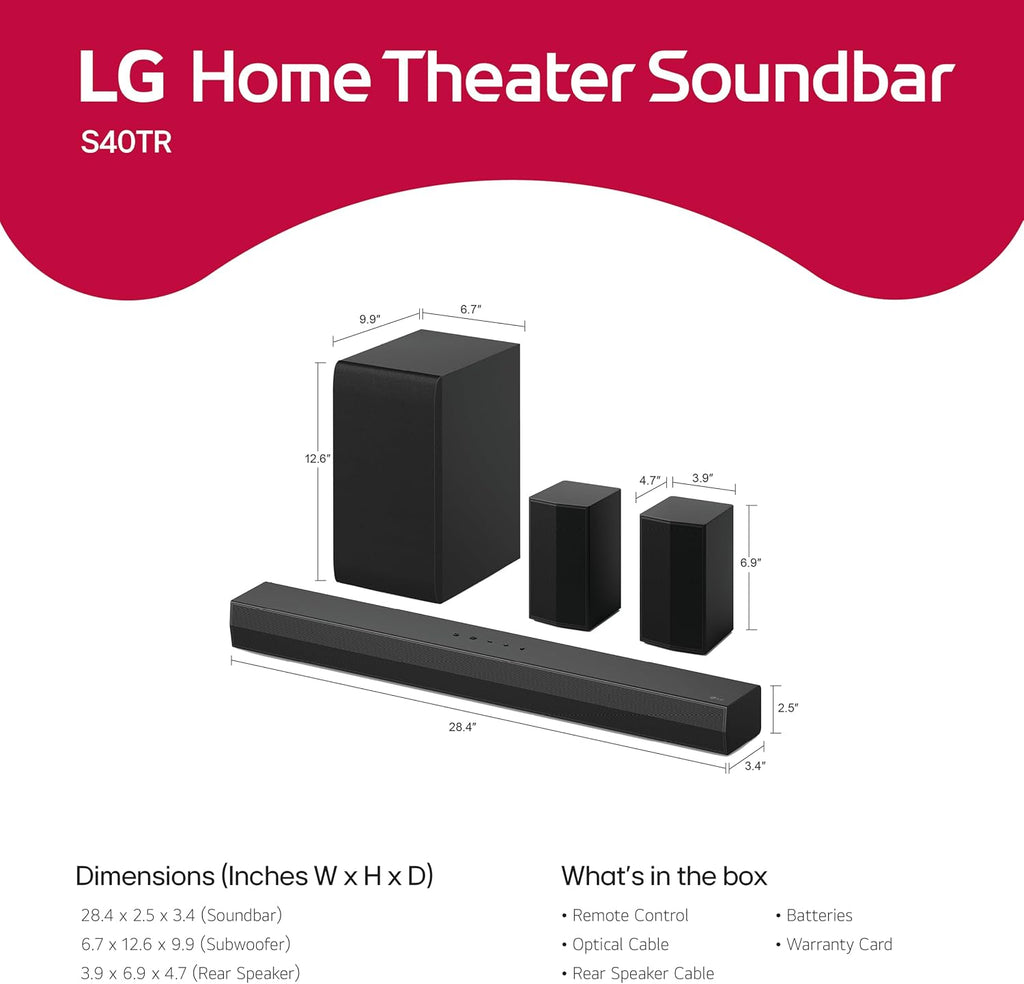 LG S-Series Home Theater Soundbar with Wireless Subwoofer – S20A, S40T, S40TR & S60T - Flex Gamingproduct_type