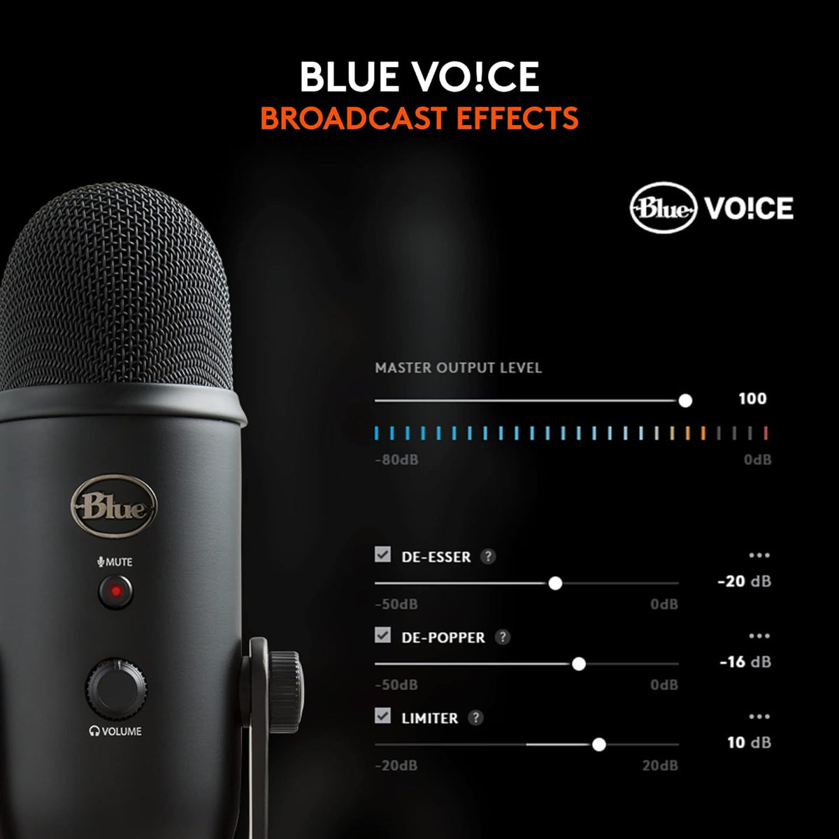 Logitech Creators Blue Yeti USB Microphone for PC, Mac, Gaming, Recording, Streaming, Podcasting, Studio and Computer Condenser Mic with Blue VO!CE effects, 4 Pickup Patterns, Plug and Play - Blackout | VO!CE effects, 4 pickup patterns, plug-and-play oper - Flex Gamingproduct_type