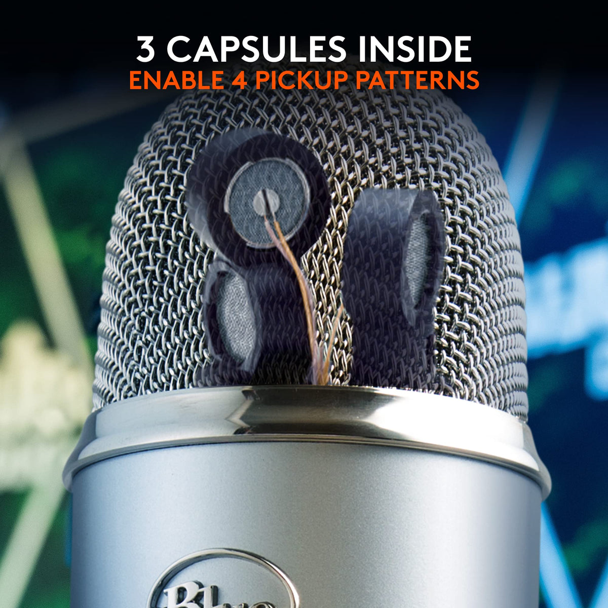 Logitech Creators Blue Yeti USB Microphone for PC, Mac, Gaming, Recording, Streaming, Podcasting, Studio and Computer Condenser Mic with Blue VO!CE effects, 4 Pickup Patterns, Plug and Play - Blackout | VO!CE effects, 4 pickup patterns, plug-and-play oper - Flex Gamingproduct_type