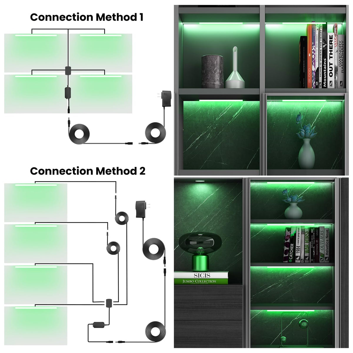 Lumtide Black RGB LED Shelf Lights Smart WiFi Alexa Compatible – 2 Sizes - Flex Gamingproduct_type