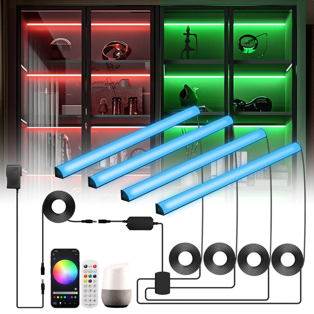 Lumtide Black RGB LED Shelf Lights Smart WiFi Alexa Compatible – 2 Sizes - Flex Gamingproduct_type