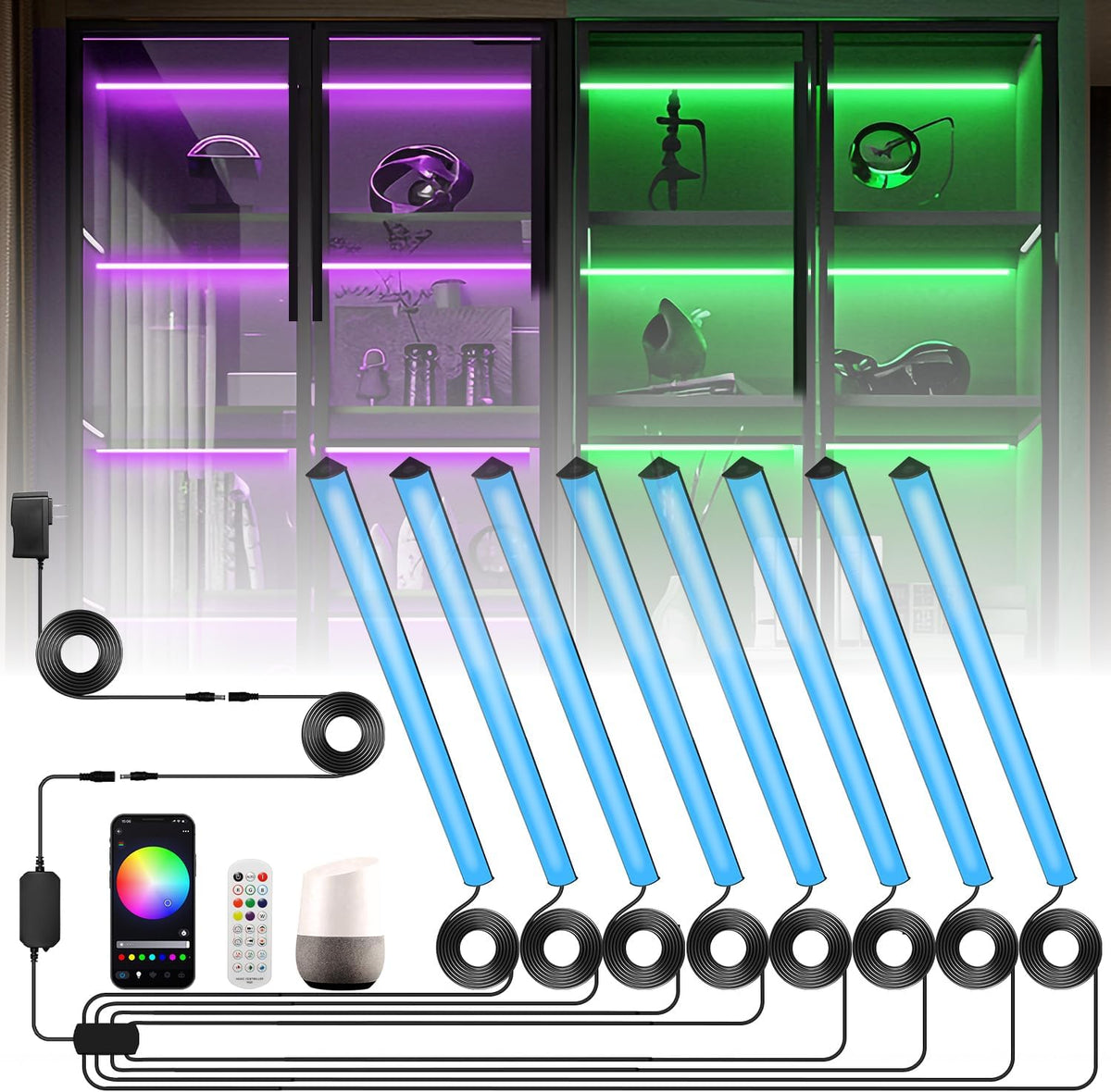 Lumtide Black RGB LED Shelf Lights Smart WiFi Alexa Compatible – 2 Sizes - Flex Gamingproduct_type