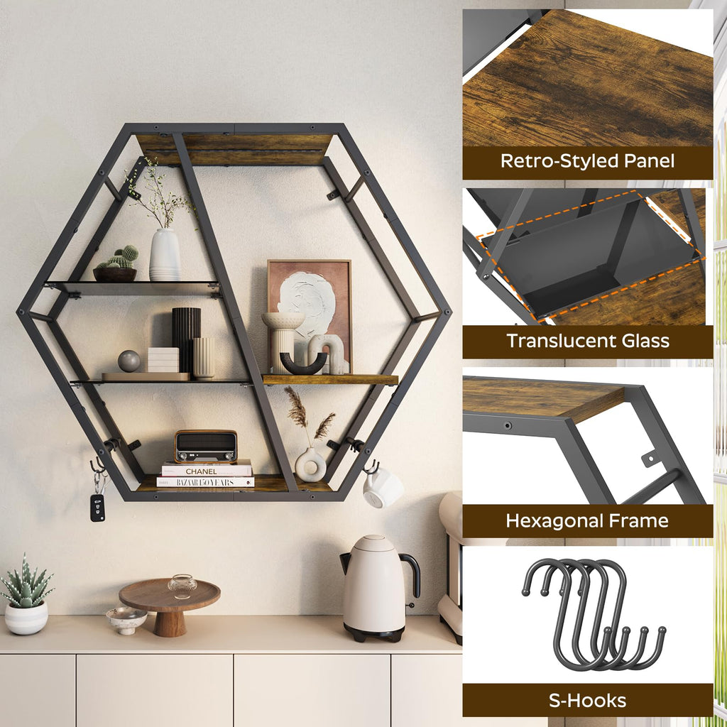 MAHANCRIS Gaming Floating Shelf with LED Lights & 4 Hooks – 2 Colors - Flex Gamingproduct_type