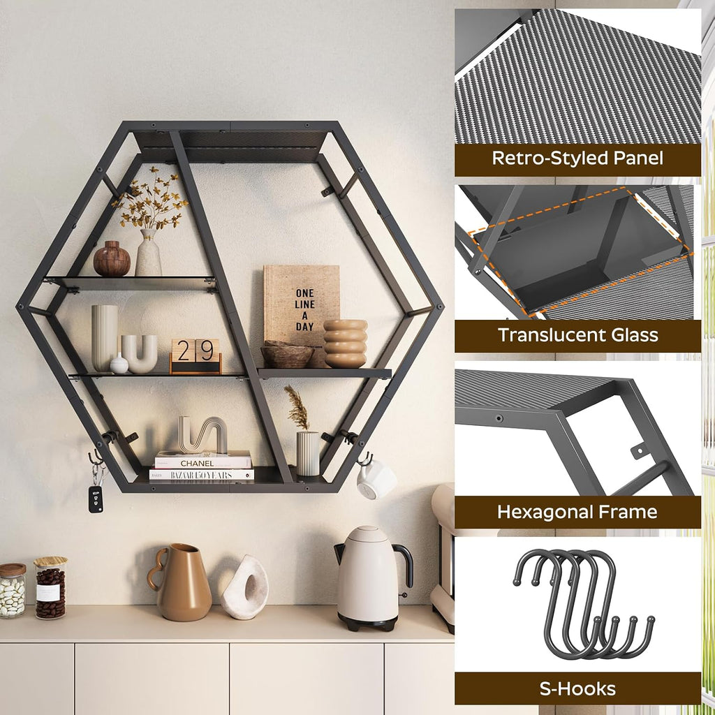 MAHANCRIS Gaming Floating Shelf with LED Lights & 4 Hooks – 2 Colors - Flex Gamingproduct_type