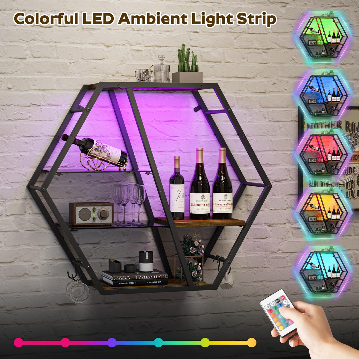 MAHANCRIS Gaming Floating Shelf with LED Lights & 4 Hooks – 2 Colors - Flex Gamingproduct_type