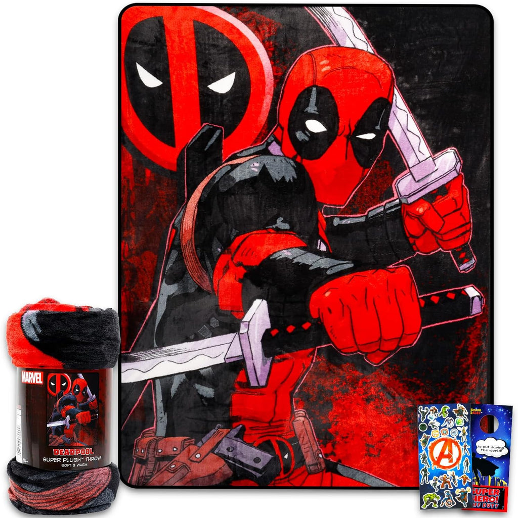 Marvel Deadpool Sherpa Throw Blanket Bundle 46″ × 60″ - Flex Gamingproduct_type