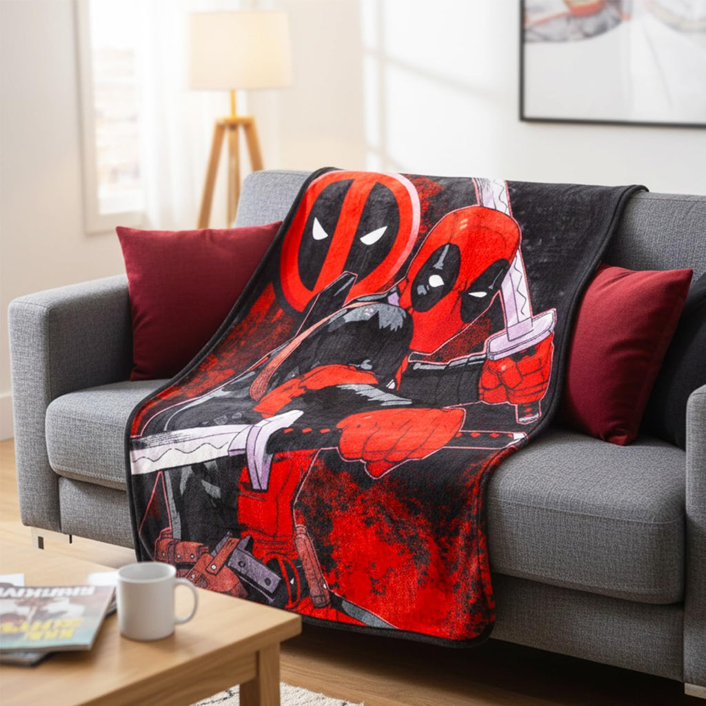 Marvel Deadpool Sherpa Throw Blanket Bundle 46″ × 60″ - Flex Gamingproduct_type