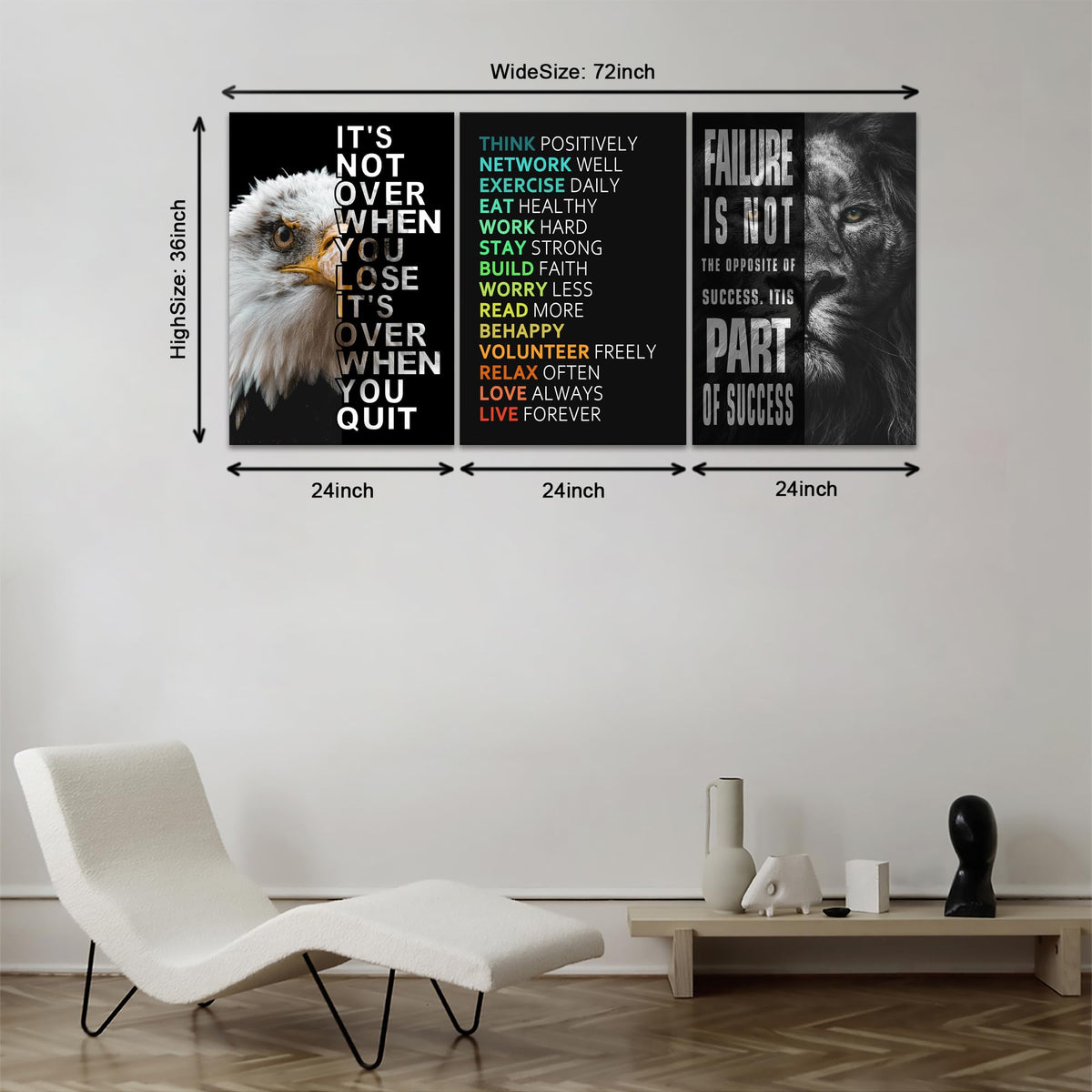 Motivational Canvas Wall Art 3-Panel Set – 4 Sizes & 12 Styles - Flex Gamingproduct_type