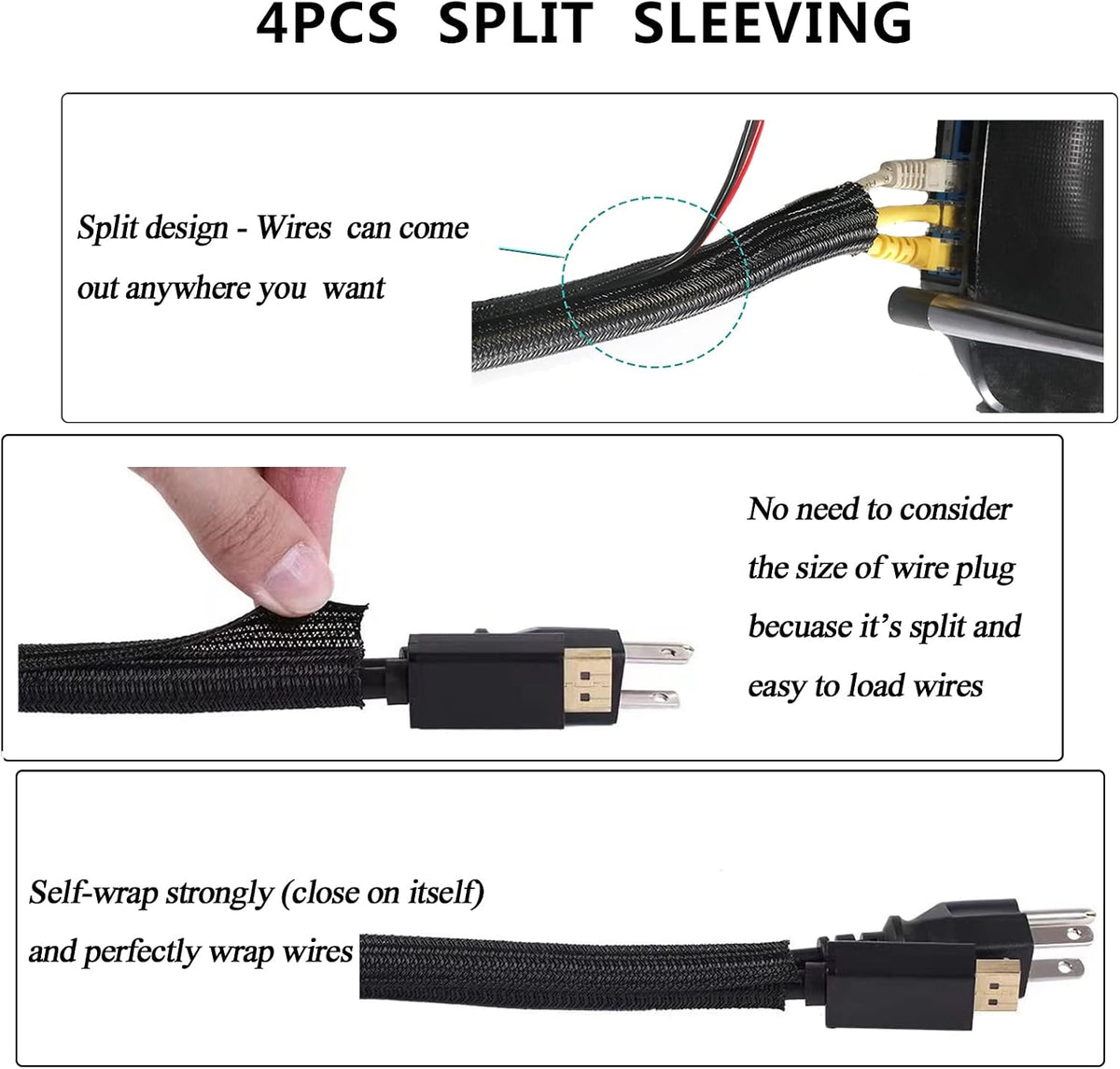 N NOROCME 192-Piece Cable Management Kit with Wire Sleeves - Flex Gamingproduct_type