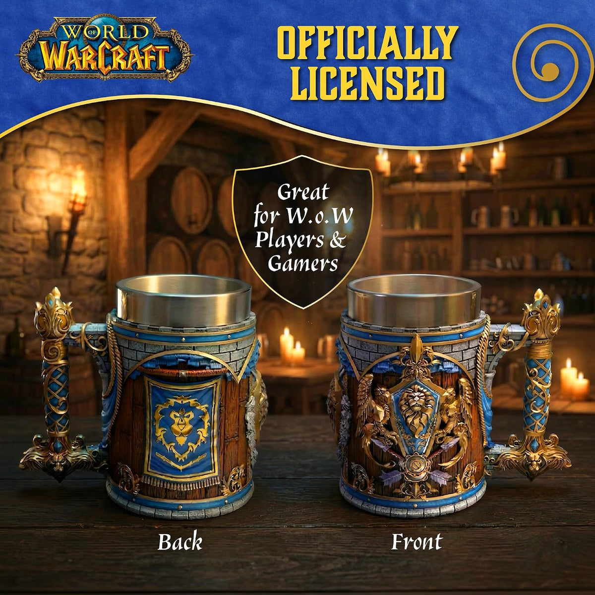 Nemesis Now World of Warcraft Alliance Tankard – Officially Licensed, 15.5cm - Flex Gamingproduct_type