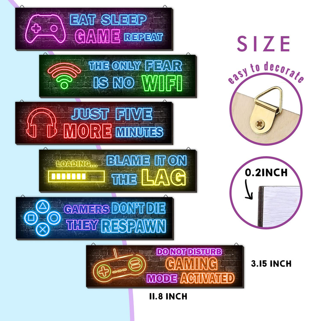Neon Gaming Wall Posters 4-Pack – Wooden Gamer Room Decor – 2 Styles - Flex Gamingproduct_type