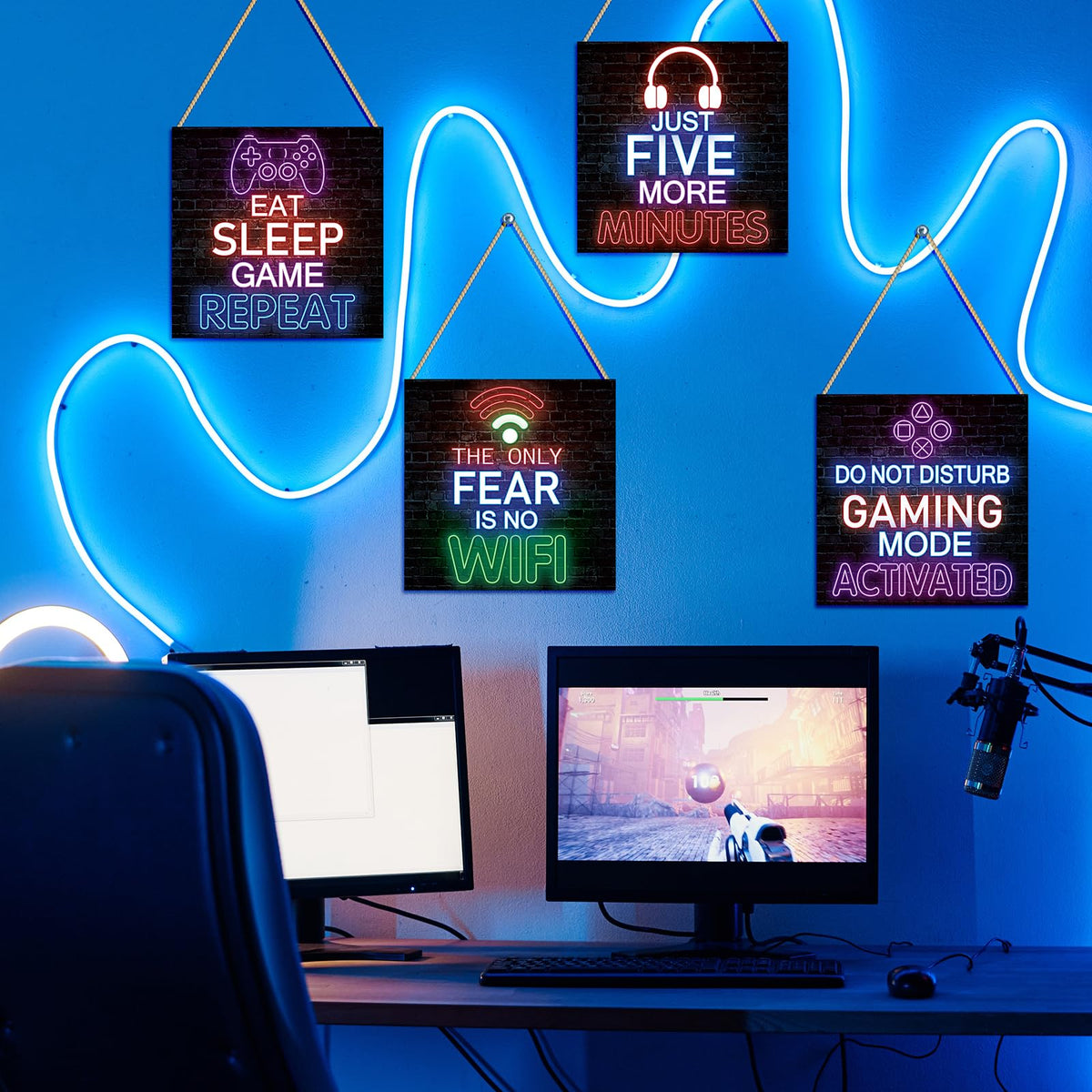 Neon Gaming Wood Wall Art 4-Pack – 3 Sizes & 4 Styles - Flex Gamingproduct_type