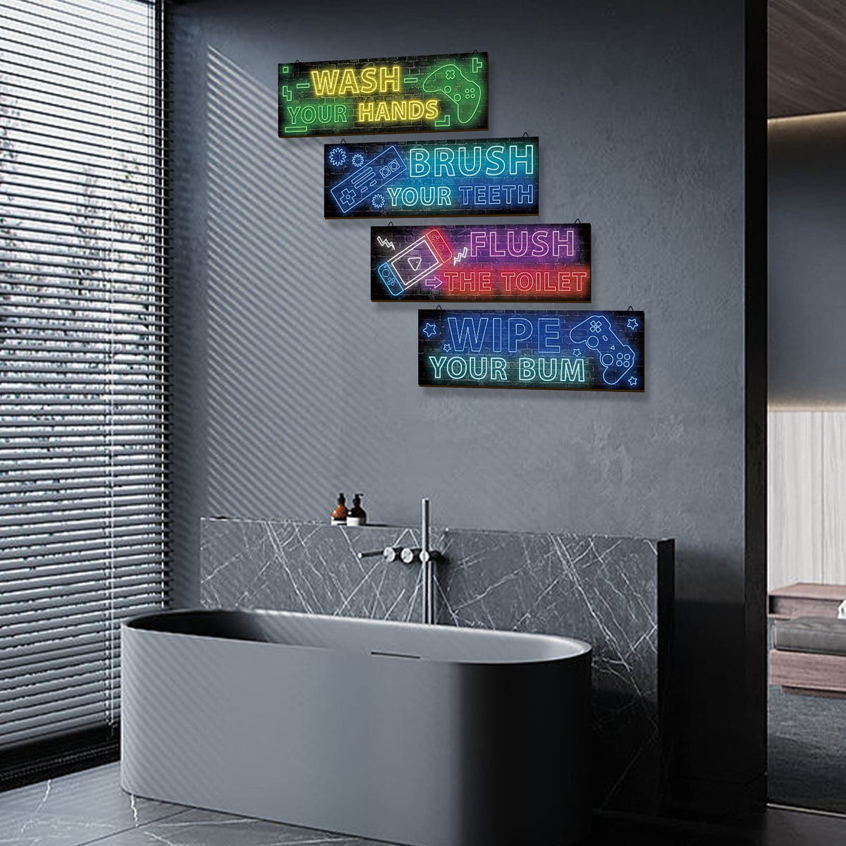Neon Gaming Wood Wall Art 4-Pack – 3 Sizes & 4 Styles - Flex Gamingproduct_type