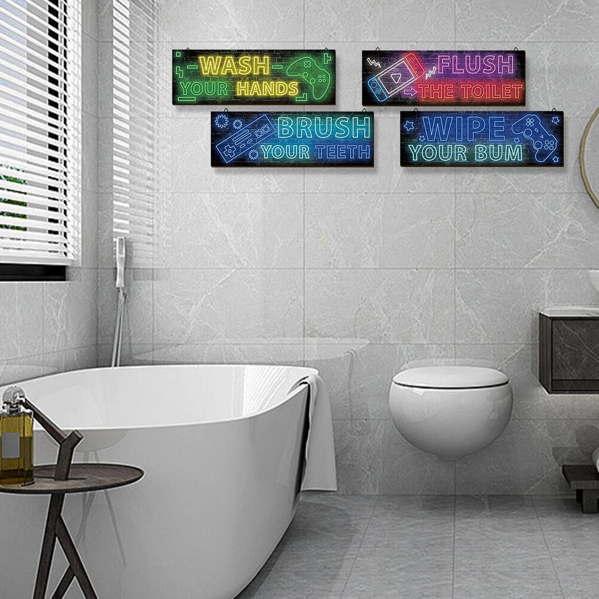 Neon Gaming Wood Wall Art 4-Pack – 3 Sizes & 4 Styles - Flex Gamingproduct_type