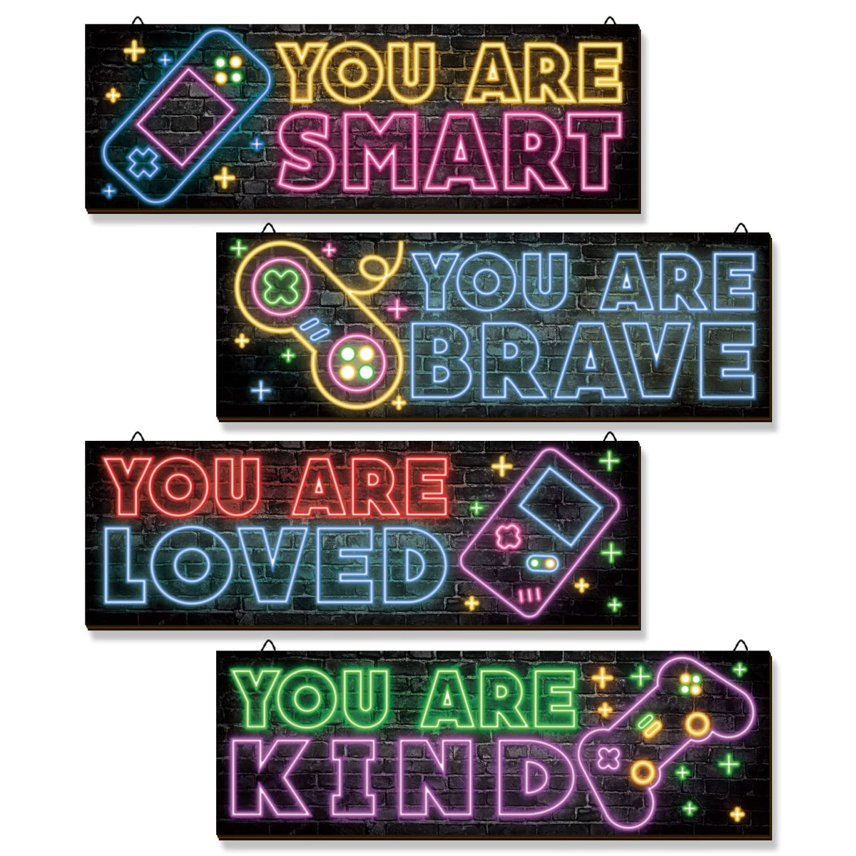 Neon Gaming Wood Wall Art 4-Pack – 3 Sizes & 4 Styles - Flex Gamingproduct_type