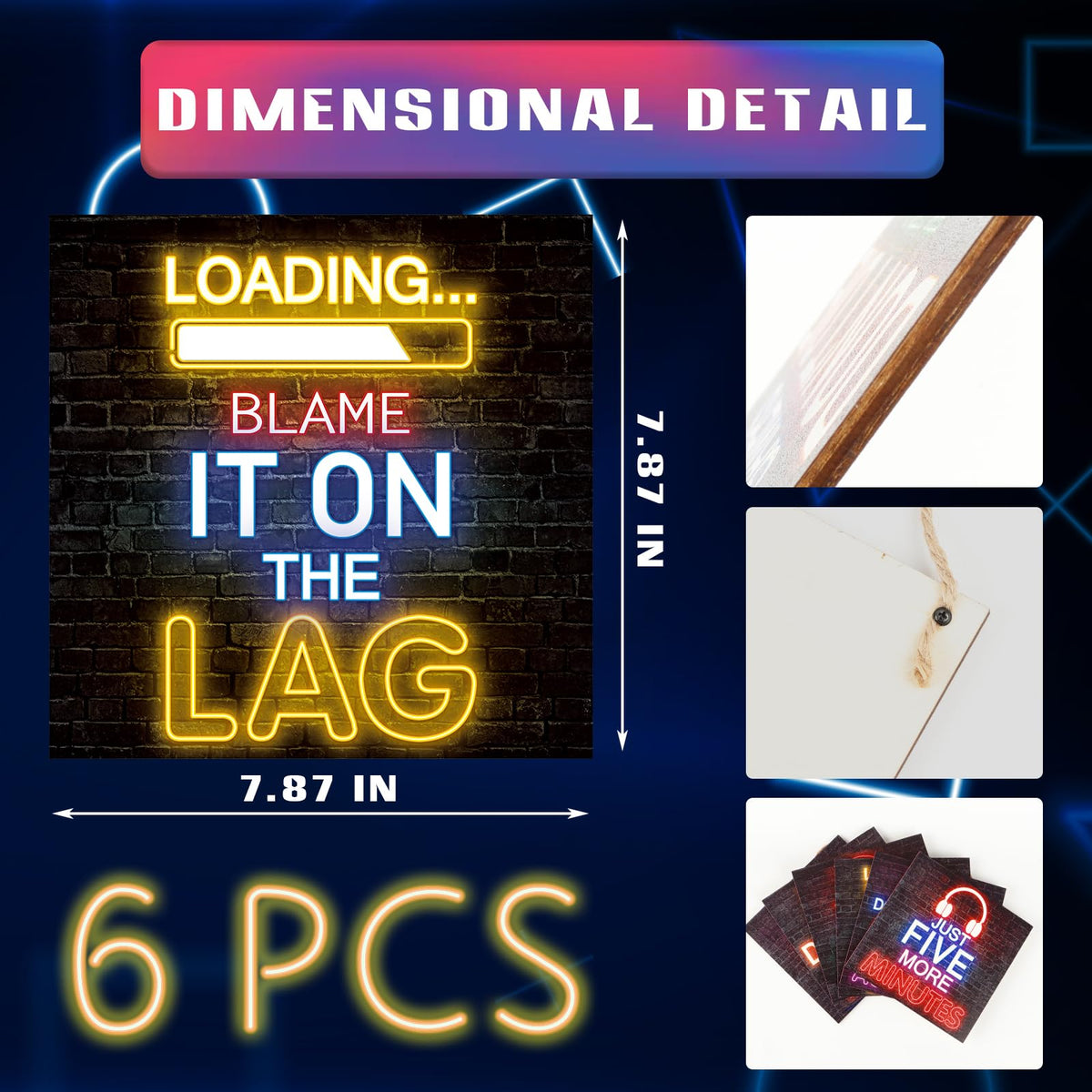 Neon Gaming Wood Wall Art 4-Pack – 3 Sizes & 4 Styles - Flex Gamingproduct_type