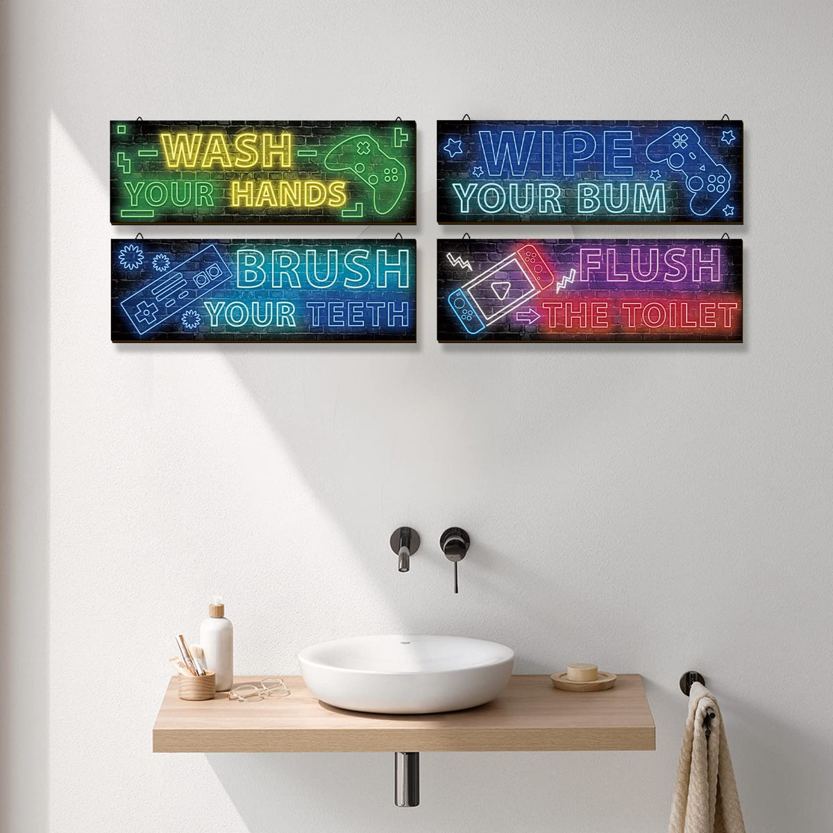 Neon Gaming Wood Wall Art 4-Pack – 3 Sizes & 4 Styles - Flex Gamingproduct_type
