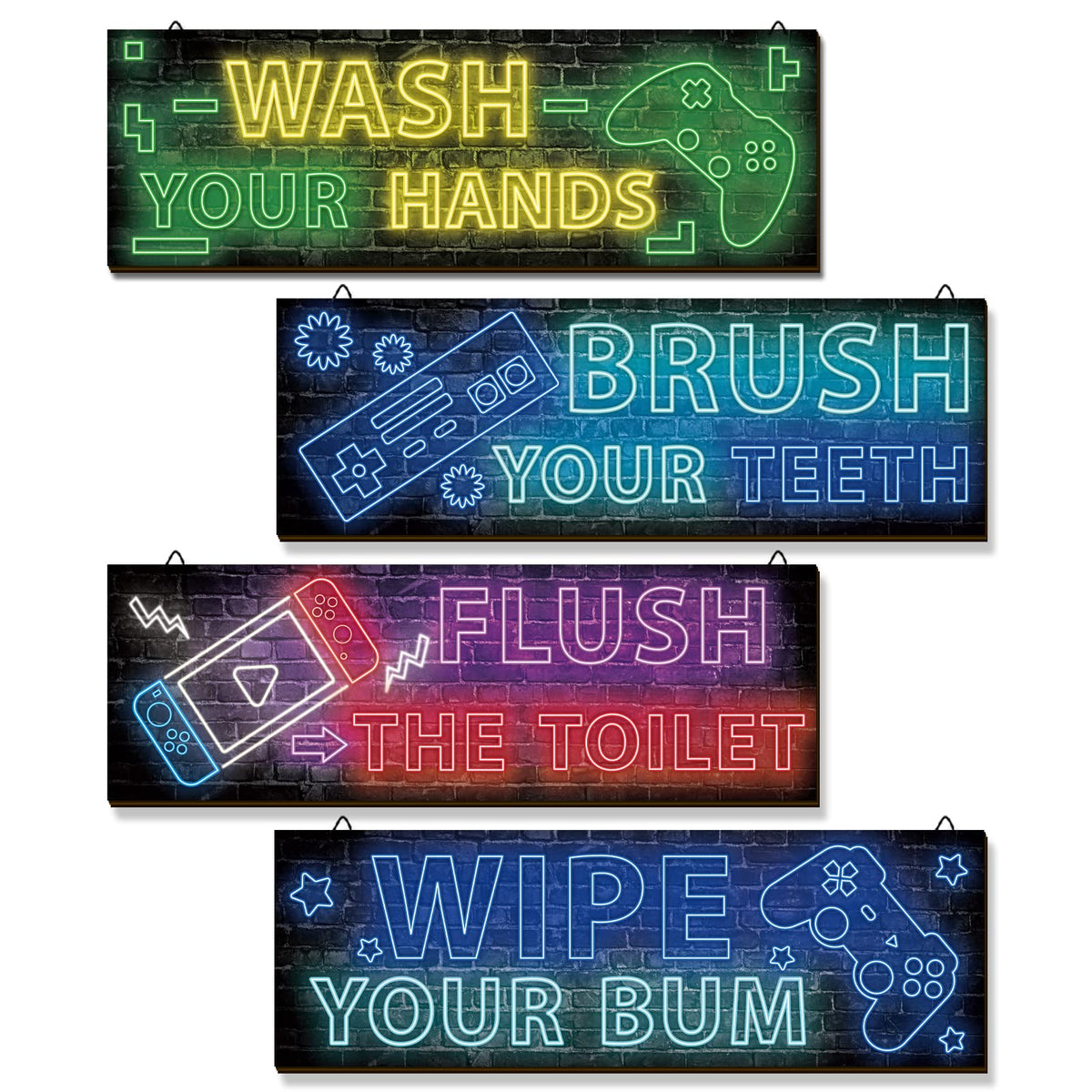 Neon Gaming Wood Wall Art 4-Pack – 3 Sizes & 4 Styles - Flex Gamingproduct_type