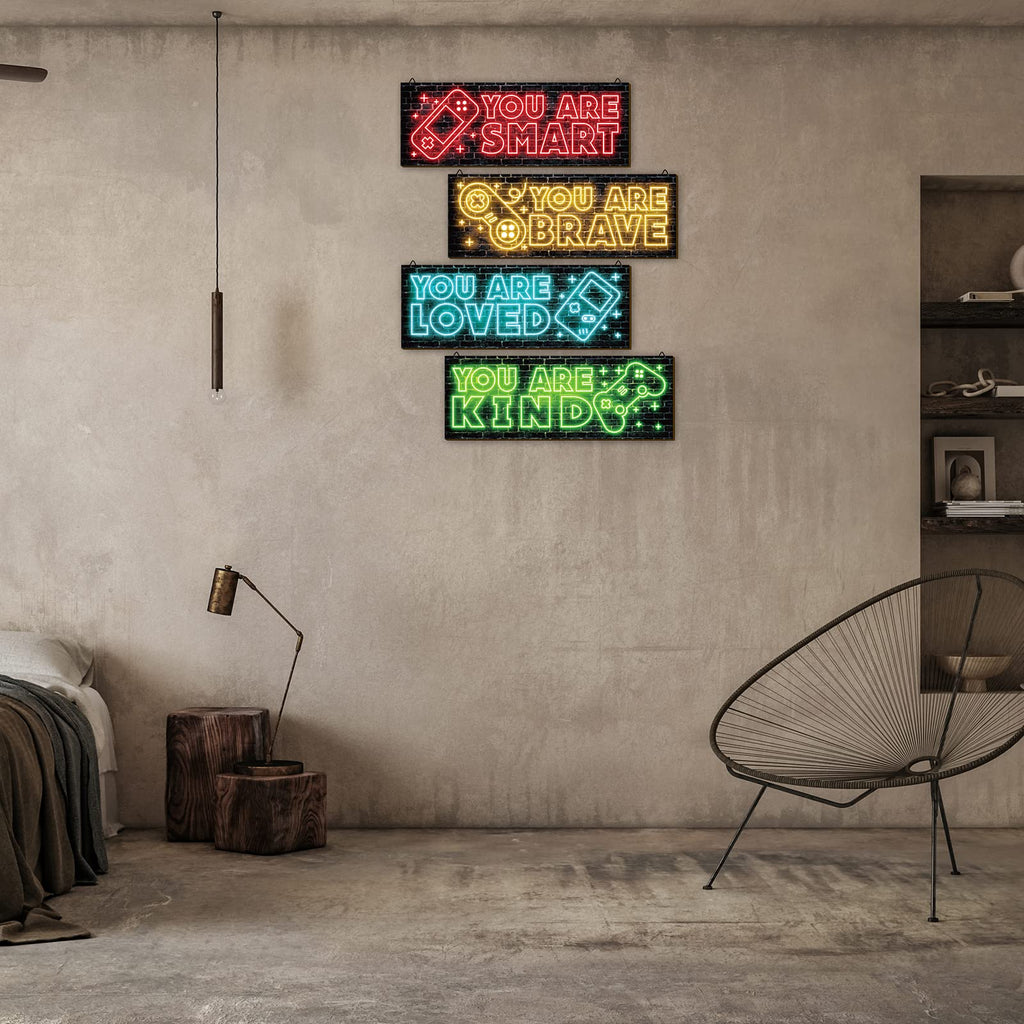 Neon Gaming Wood Wall Art 4-Pack – 3 Sizes & 4 Styles - Flex Gamingproduct_type