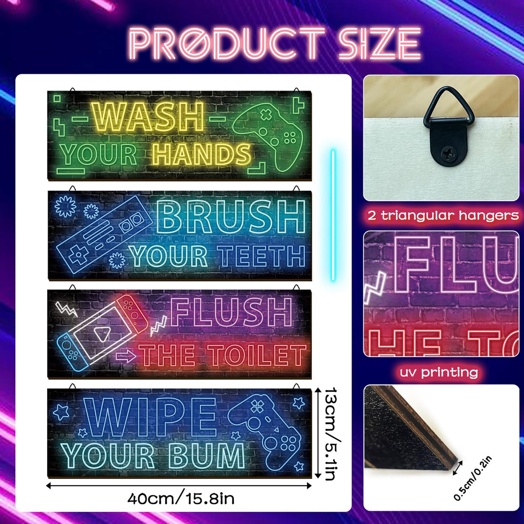 Neon Gaming Wood Wall Art 4-Pack – 3 Sizes & 4 Styles - Flex Gamingproduct_type