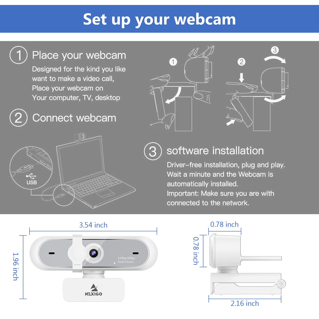 NexiGo N60 1080P Webcam with Mic & Privacy Cover – 5 Styles - Flex Gamingproduct_type