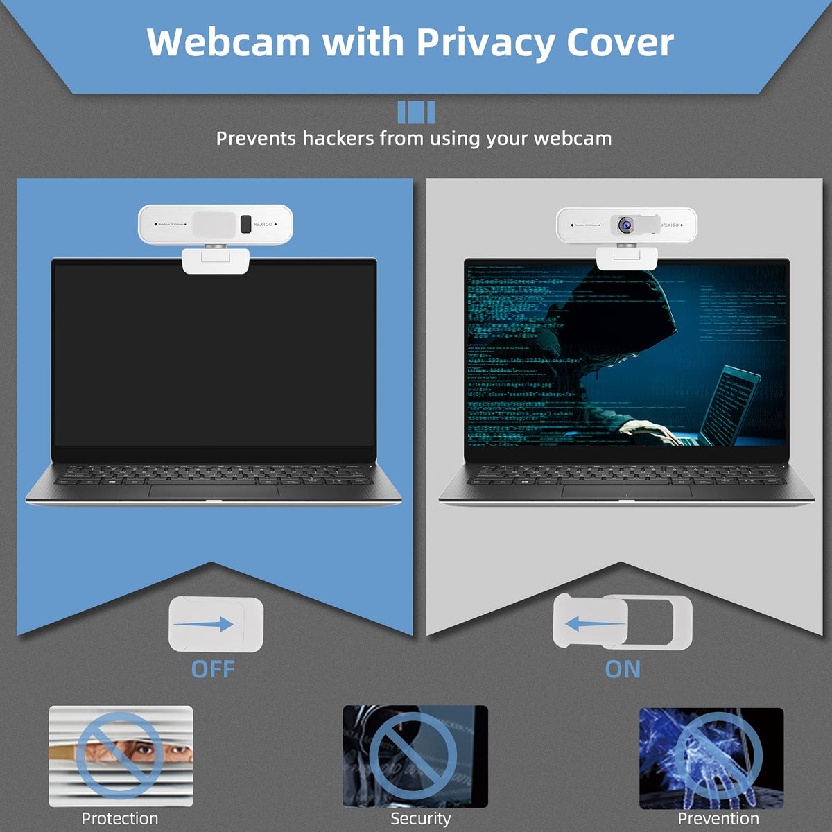 NexiGo N60 1080P Webcam with Mic & Privacy Cover – 5 Styles - Flex Gamingproduct_type
