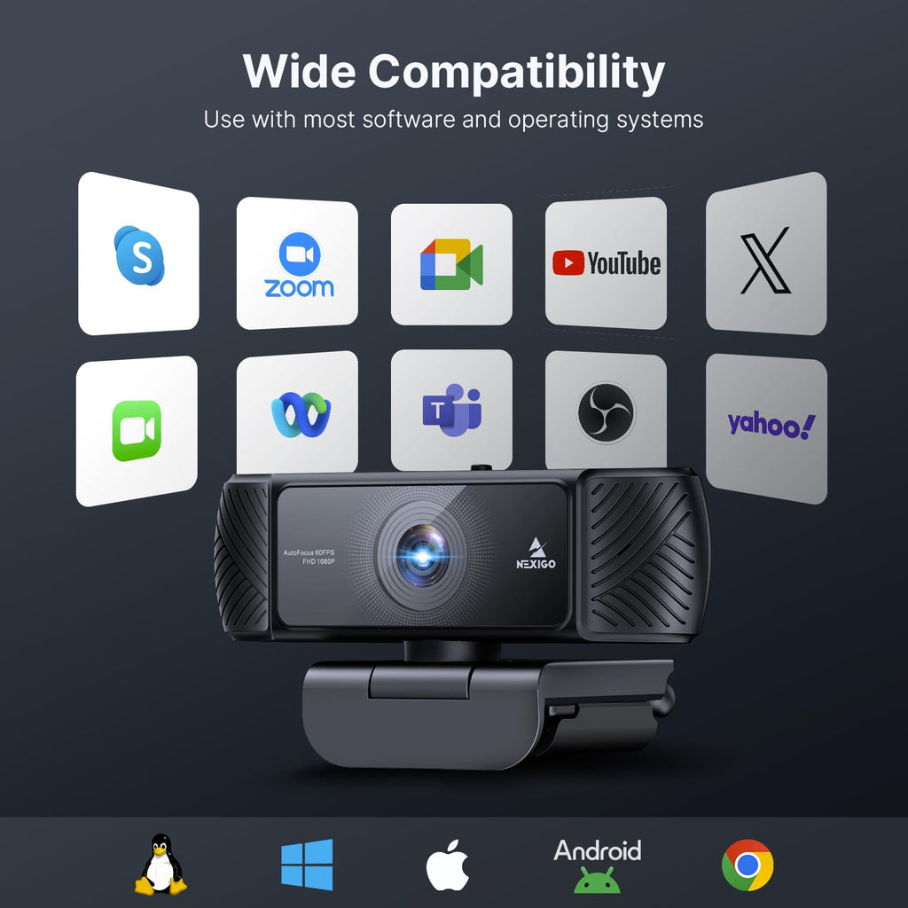 NexiGo N60 1080P Webcam with Mic & Privacy Cover – 5 Styles - Flex Gamingproduct_type