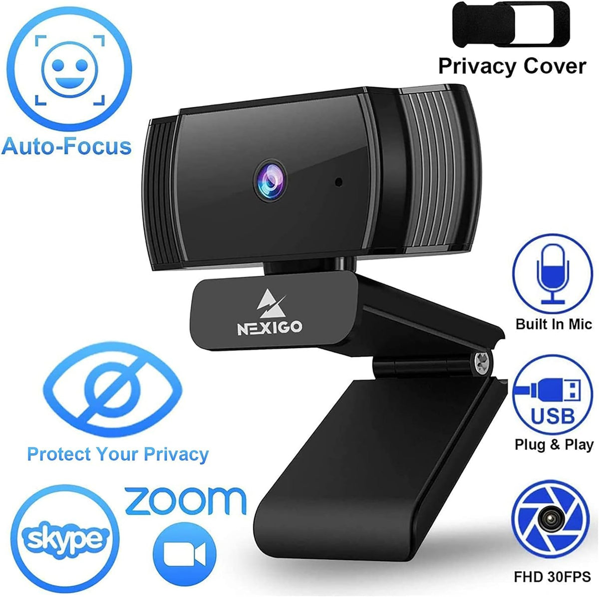 NexiGo N930AF Autofocus Webcam with Mic – 5 Styles - Flex Gamingproduct_type