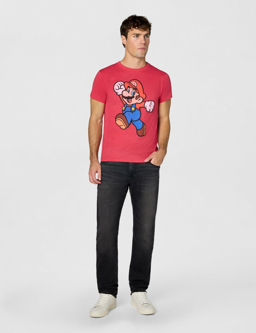 Nintendo Super Mario Jump Pose T-Shirt – Red Heather – 6 Sizes - Flex Gamingproduct_type