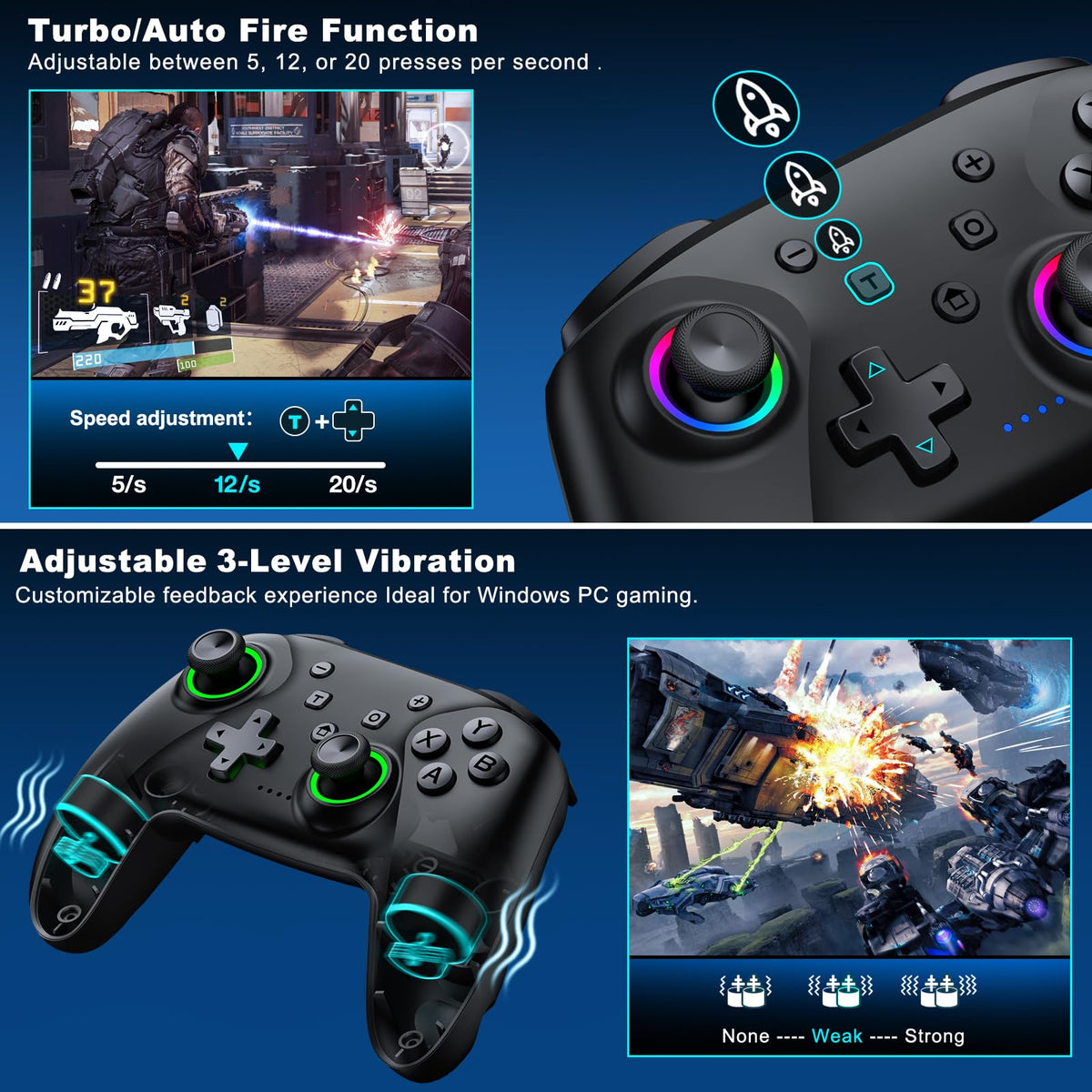 Nintendo Switch Wireless Pro Controller – Turbo, Gyro & Programmable – 10 Colors - Flex Gamingproduct_type