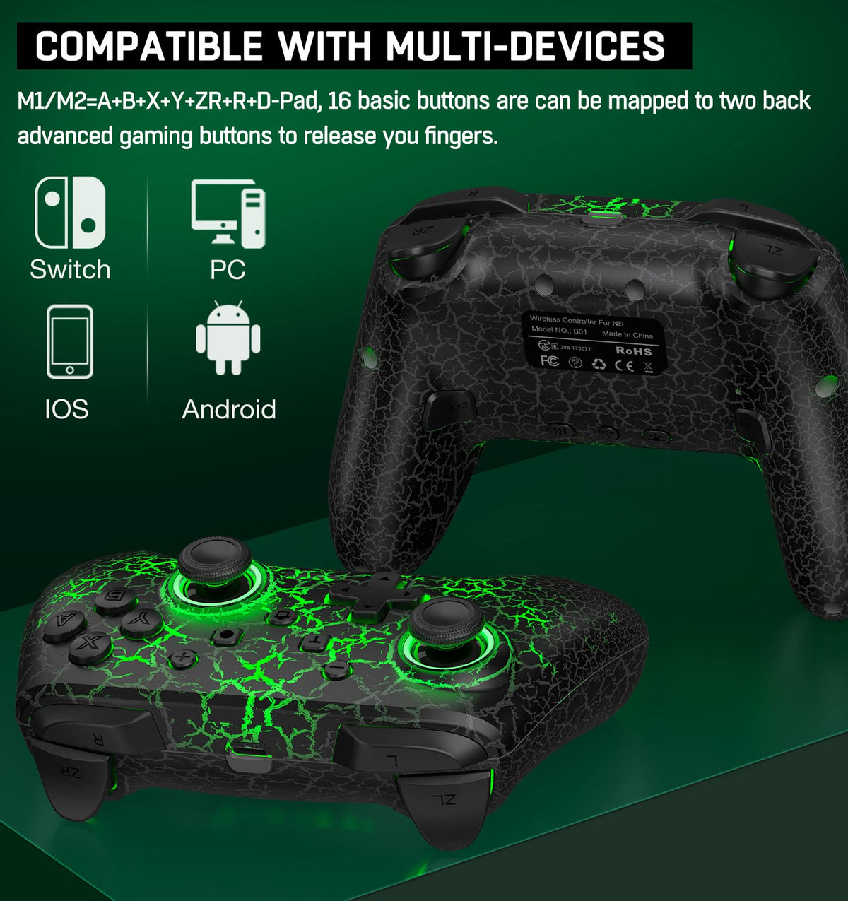 Nintendo Switch Wireless Pro Controller – Turbo, Gyro & Programmable – 10 Colors - Flex Gamingproduct_type