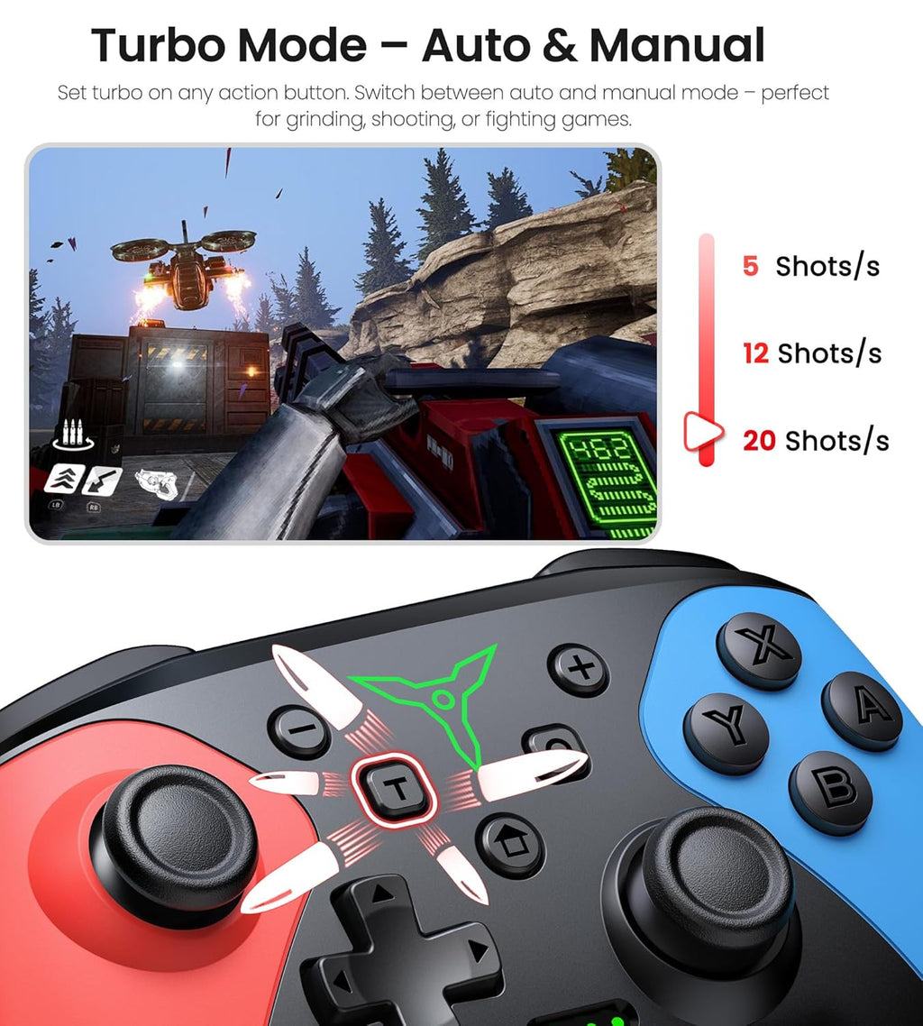 Nintendo Switch Wireless Pro Controller – Turbo, Gyro & Programmable – 10 Colors - Flex Gamingproduct_type