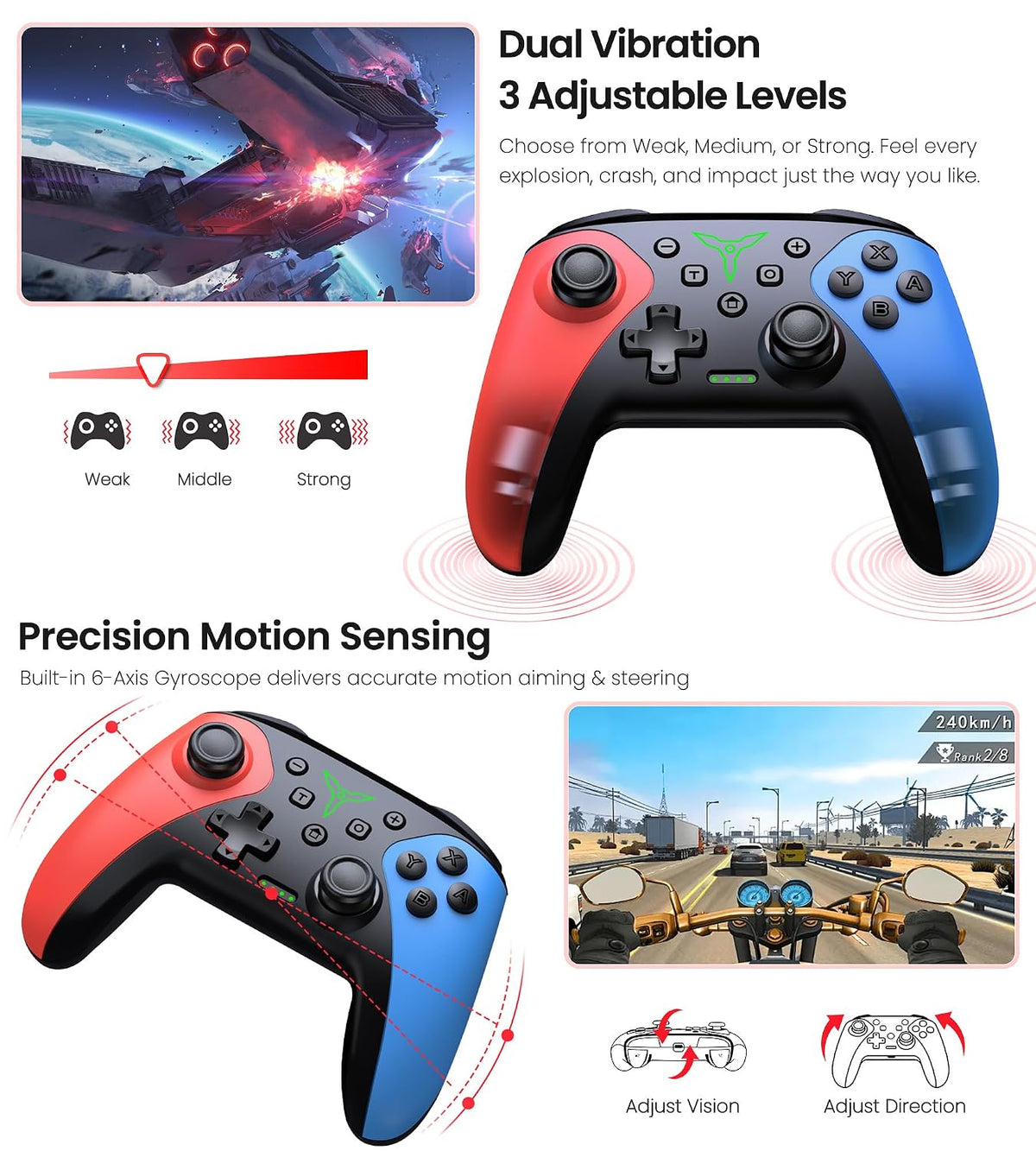 Nintendo Switch Wireless Pro Controller – Turbo, Gyro & Programmable – 10 Colors - Flex Gamingproduct_type