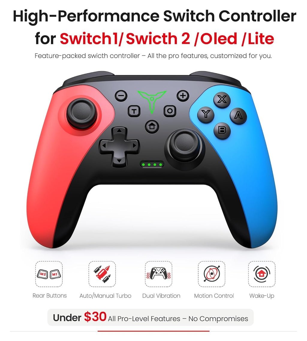 Nintendo Switch Wireless Pro Controller – Turbo, Gyro & Programmable – 10 Colors - Flex Gamingproduct_type
