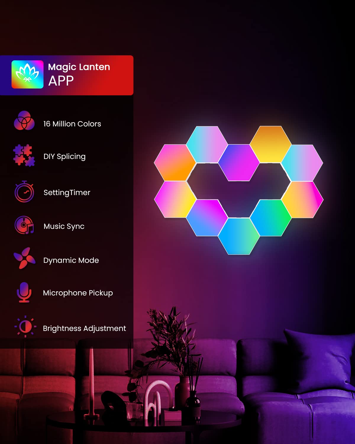 NIUCOO RGB Hexagon LED Wall Panels – 3 Sizes - Flex Gamingproduct_type