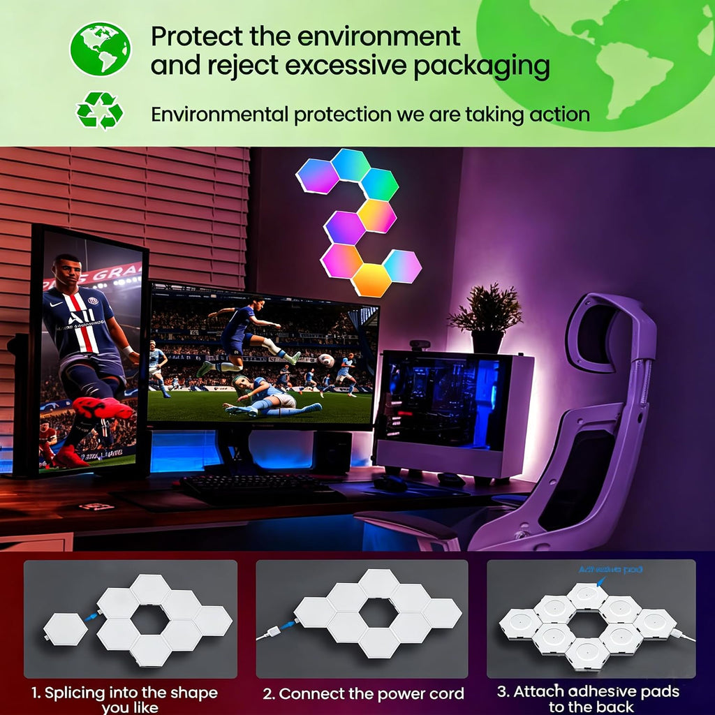 NIUCOO RGB Hexagon LED Wall Panels – 3 Sizes - Flex Gamingproduct_type