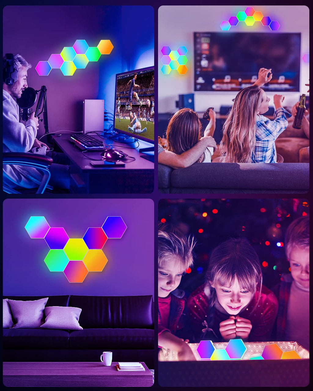 NIUCOO RGB Hexagon LED Wall Panels – 3 Sizes - Flex Gamingproduct_type