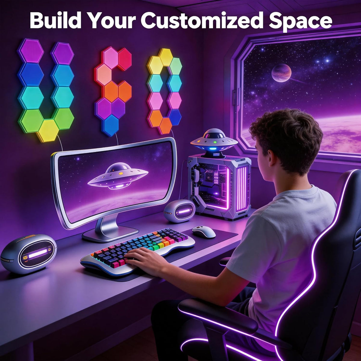 NIUCOO RGB Hexagon LED Wall Panels – 3 Sizes - Flex Gamingproduct_type