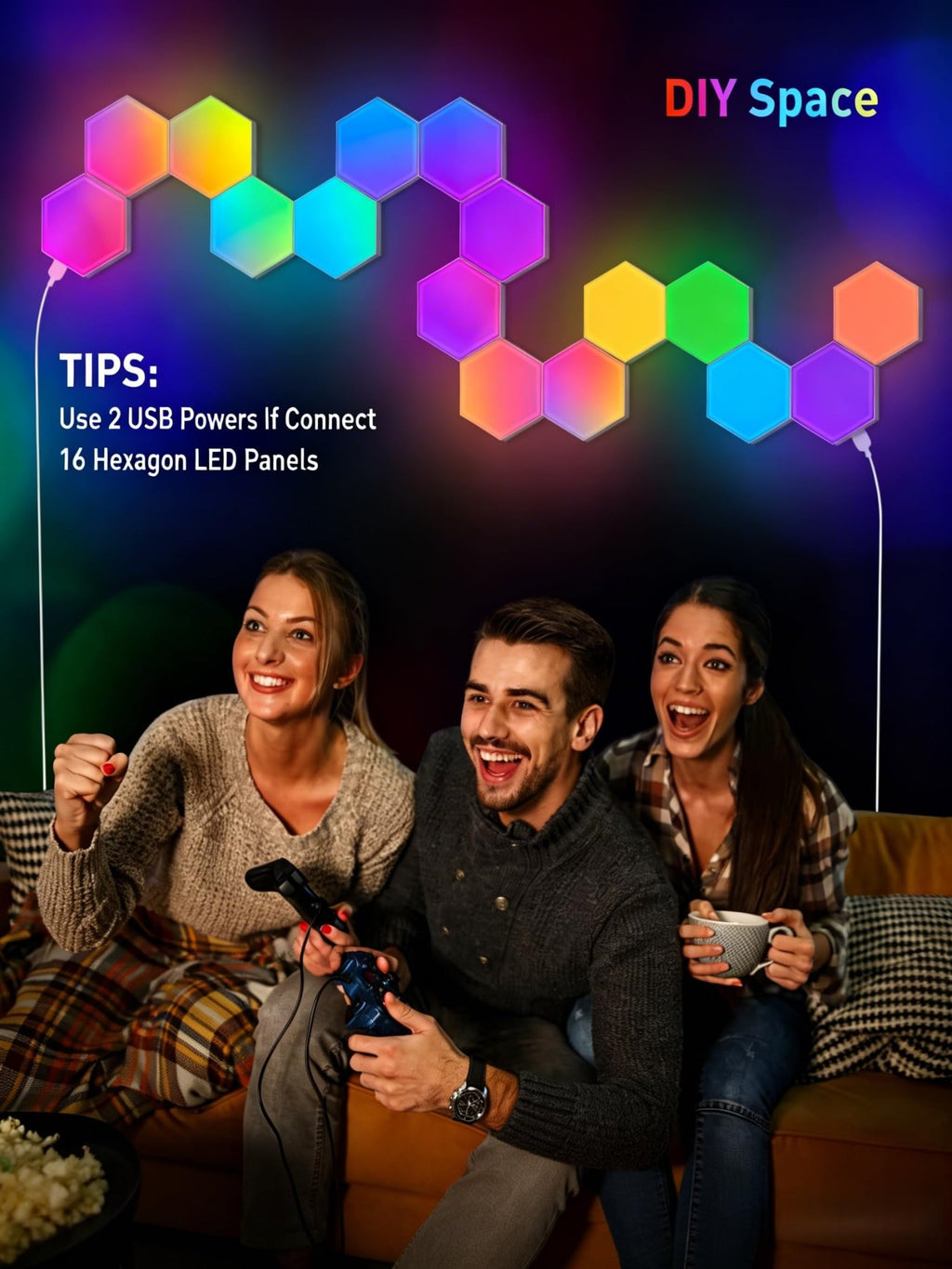 NIUCOO RGB Hexagon LED Wall Panels – 3 Sizes - Flex Gamingproduct_type