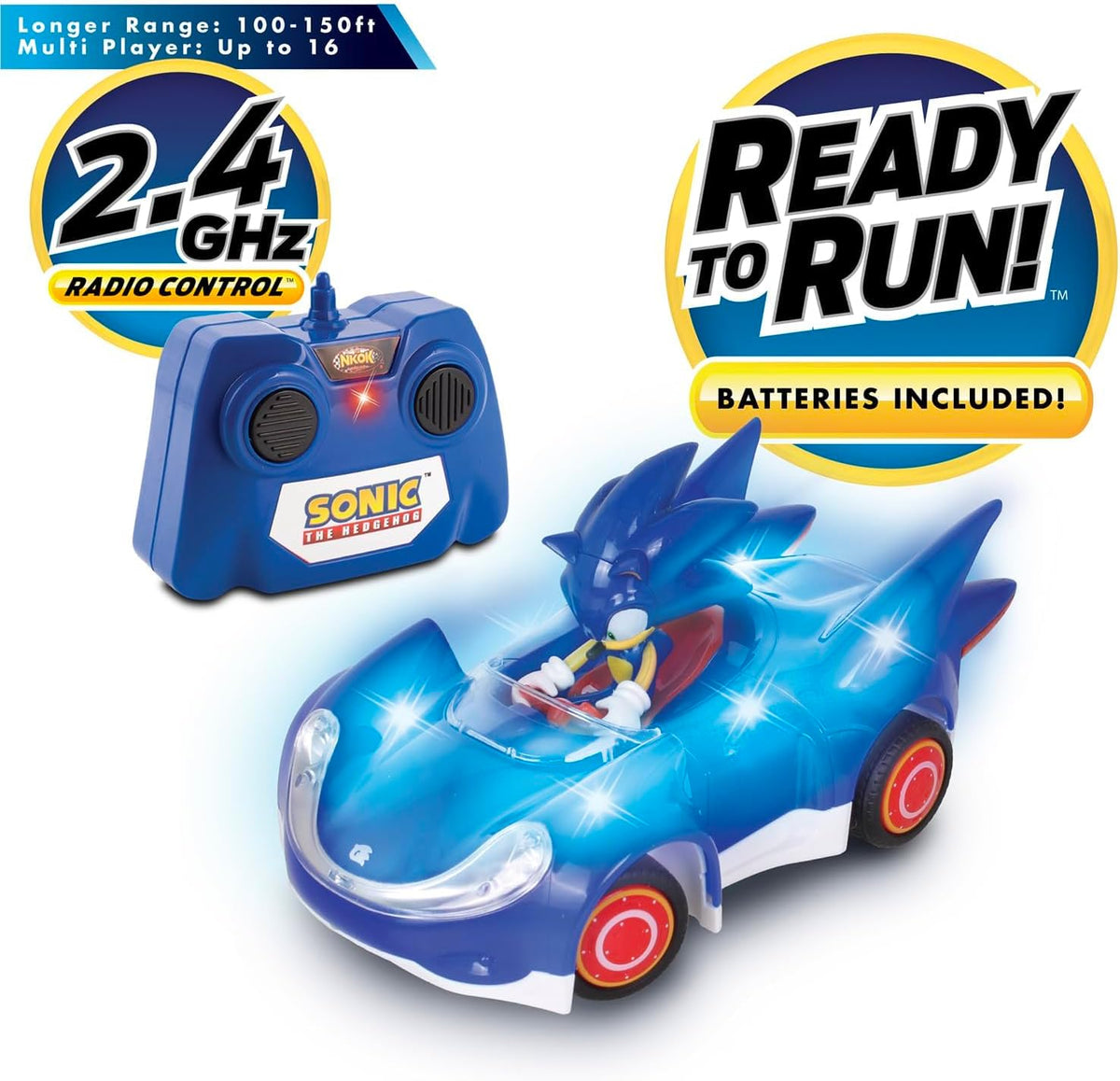 NKOK Sonic the Hedgehog Glow Racer RC Car – 1/28 Scale – 2 Styles - Flex Gamingproduct_type