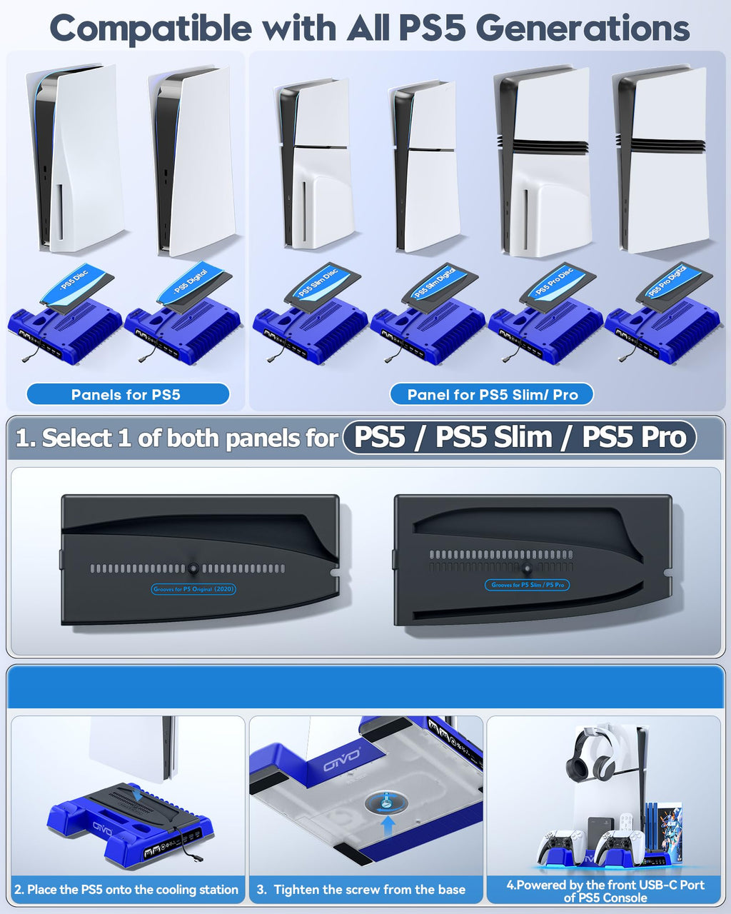 OIVO PS5 Stand & Cooling Station with Controller Charging – 5 Colours - Flex Gamingproduct_type