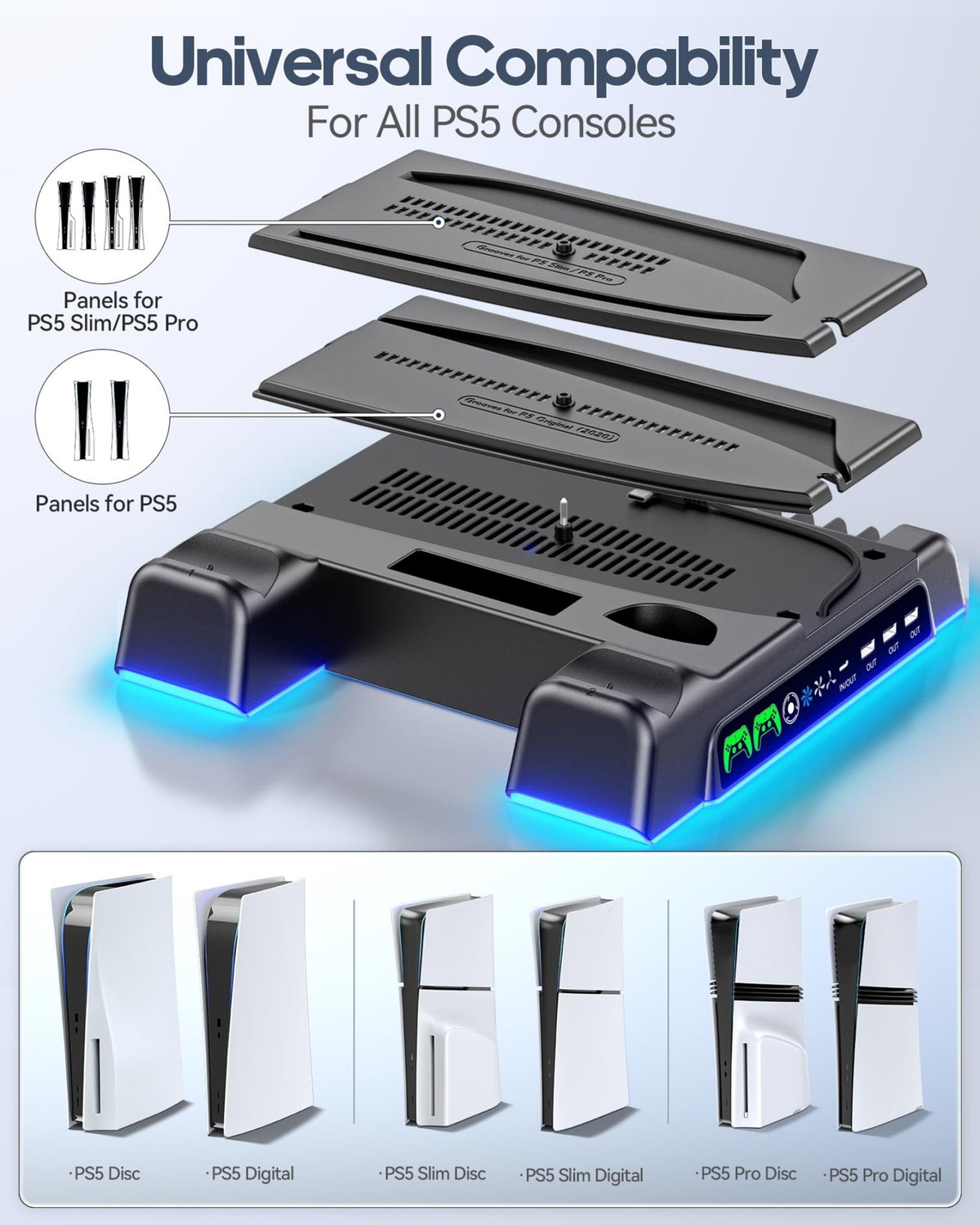 OIVO PS5 Stand & Cooling Station with Controller Charging – 5 Colours - Flex Gamingproduct_type