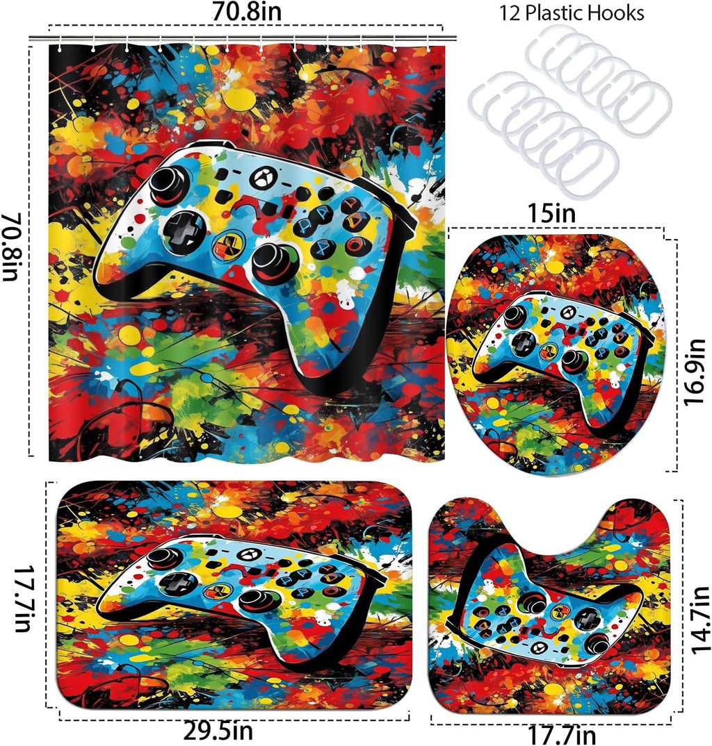 Omebero Gaming Shower Curtain Set, 4 Pieces – 3 Styles - Flex Gamingproduct_type