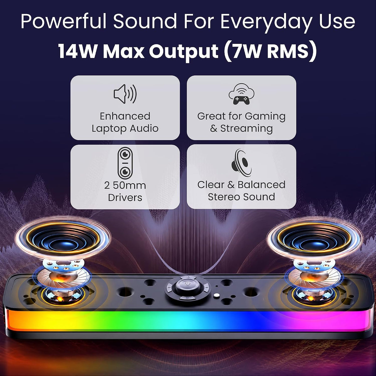 Philips PC Sound Bar Desktop Speaker with Bluetooth 5.4 & RGB - Flex Gamingproduct_type