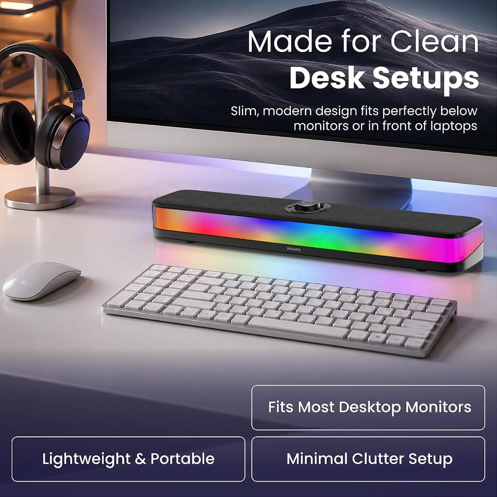Philips PC Sound Bar Desktop Speaker with Bluetooth 5.4 & RGB - Flex Gamingproduct_type