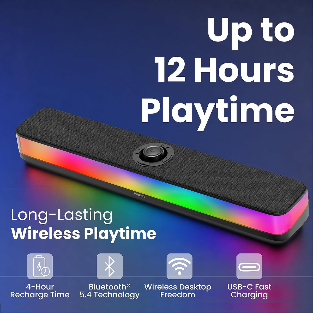 Philips PC Sound Bar Desktop Speaker with Bluetooth 5.4 & RGB - Flex Gamingproduct_type
