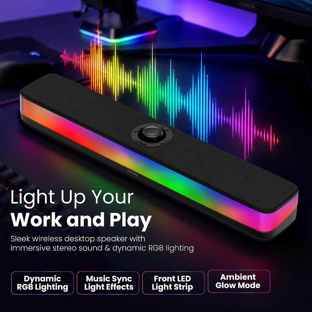 Philips PC Sound Bar Desktop Speaker with Bluetooth 5.4 & RGB - Flex Gamingproduct_type