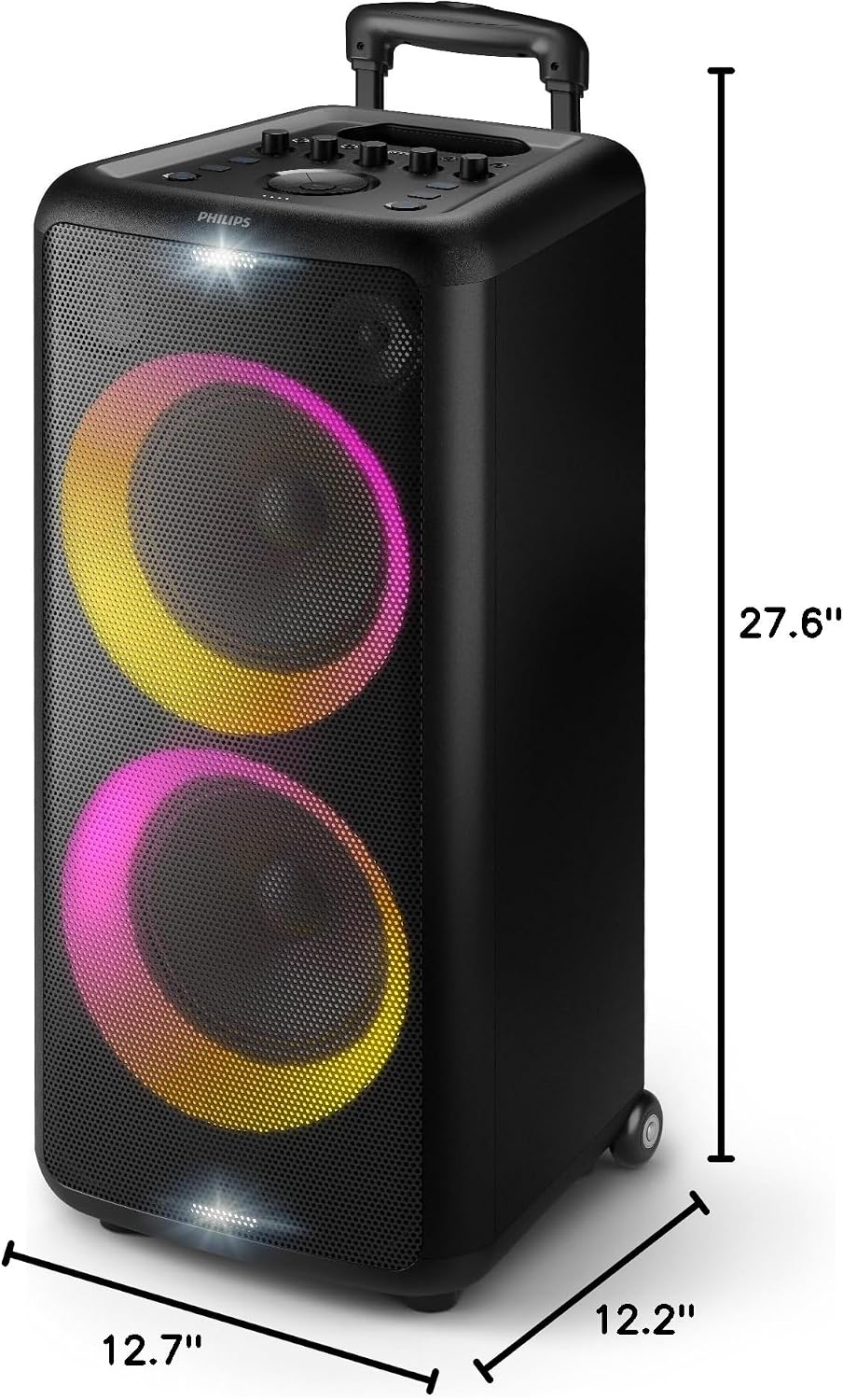 Philips X5206 Bluetooth Party Speaker - 14 Hours Play Time, Deep Bass, Party Lights, Karaoke Effects, Mic & Guitar Input, 80W Max Power, Black - Flex Gamingproduct_type