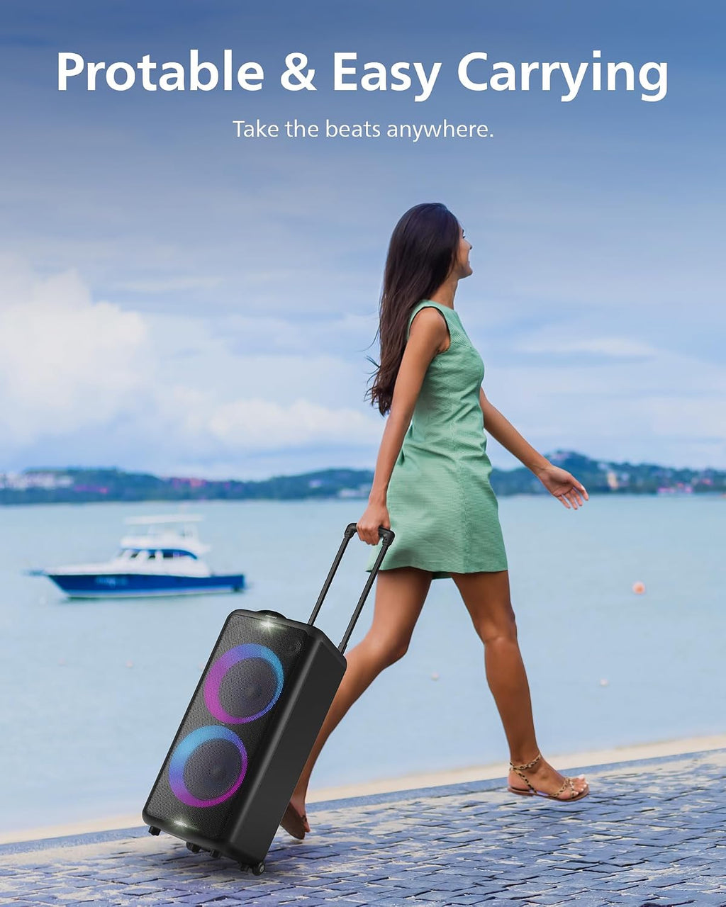 Philips X5206 Bluetooth Party Speaker - 14 Hours Play Time, Deep Bass, Party Lights, Karaoke Effects, Mic & Guitar Input, 80W Max Power, Black - Flex Gamingproduct_type